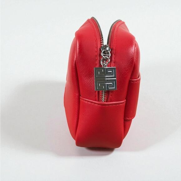 GIVENCHY Parfums Embossed Pouch Clutch Red Zip Cosmetic Makeup Travel Designer - Picture 5 of 10